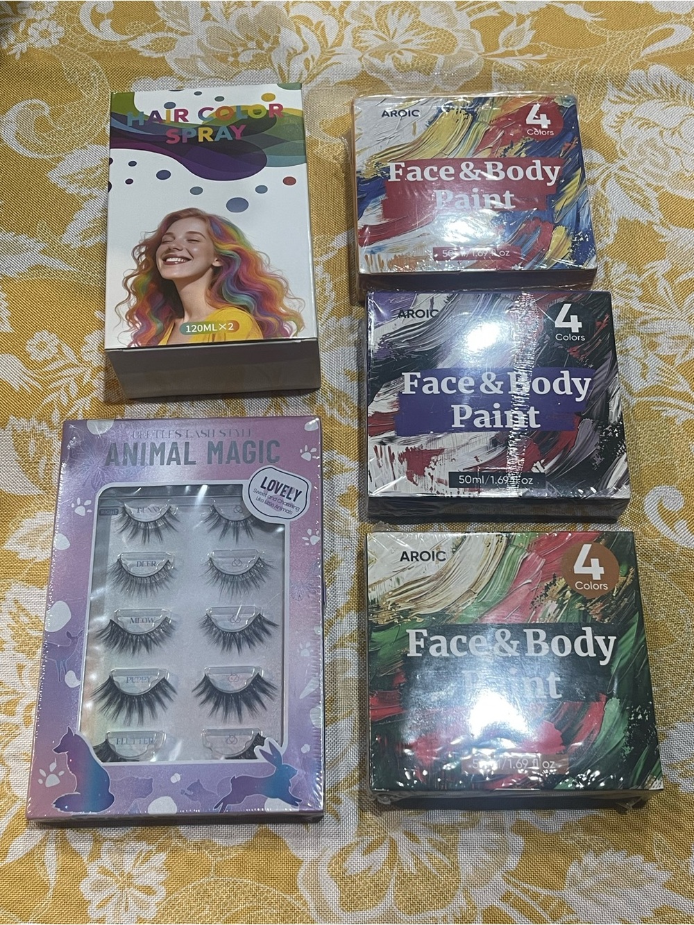 Halloween Bundle:  Halloween Makeup Bundle Hair Color Spray Face Body Paint Lash